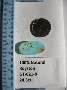 24.3 ct (37x34x5 mm) 100% Natural Royston Turquoise Cabochon Gemstone, GT 021