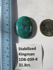 31.8 ct. (31x23.5x6 mm) Stabilized Kingman Turquoise  Gemstone, 1DB 039