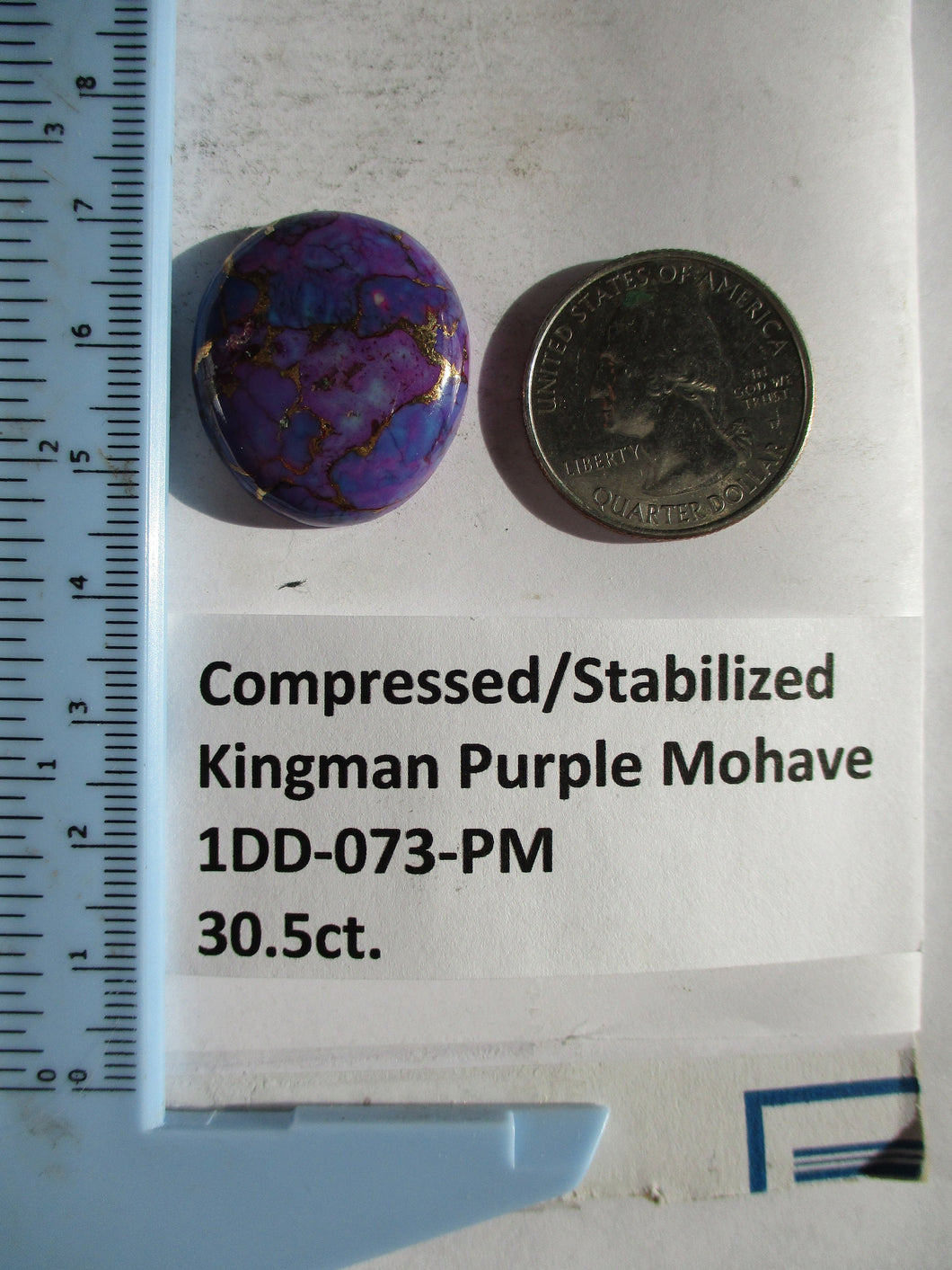 30.5 ct. (26x23x6 mm) Pressed/Dyed/Stabilized Kingman Purple Mohave Turquoise Gemstone 1DD 073
