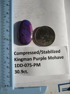 30.9 ct. (30x18x6 mm) Pressed/Dyed/Stabilized Kingman Purple Mohave Turquoise Gemstone 1DD 075