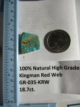 Load image into Gallery viewer, 18.7 ct. (20x11.5x4.5 mm) 100% Natural High Grade Kingman Polychrome Red Web Turquoise Cabochon Gemstone, GR 035