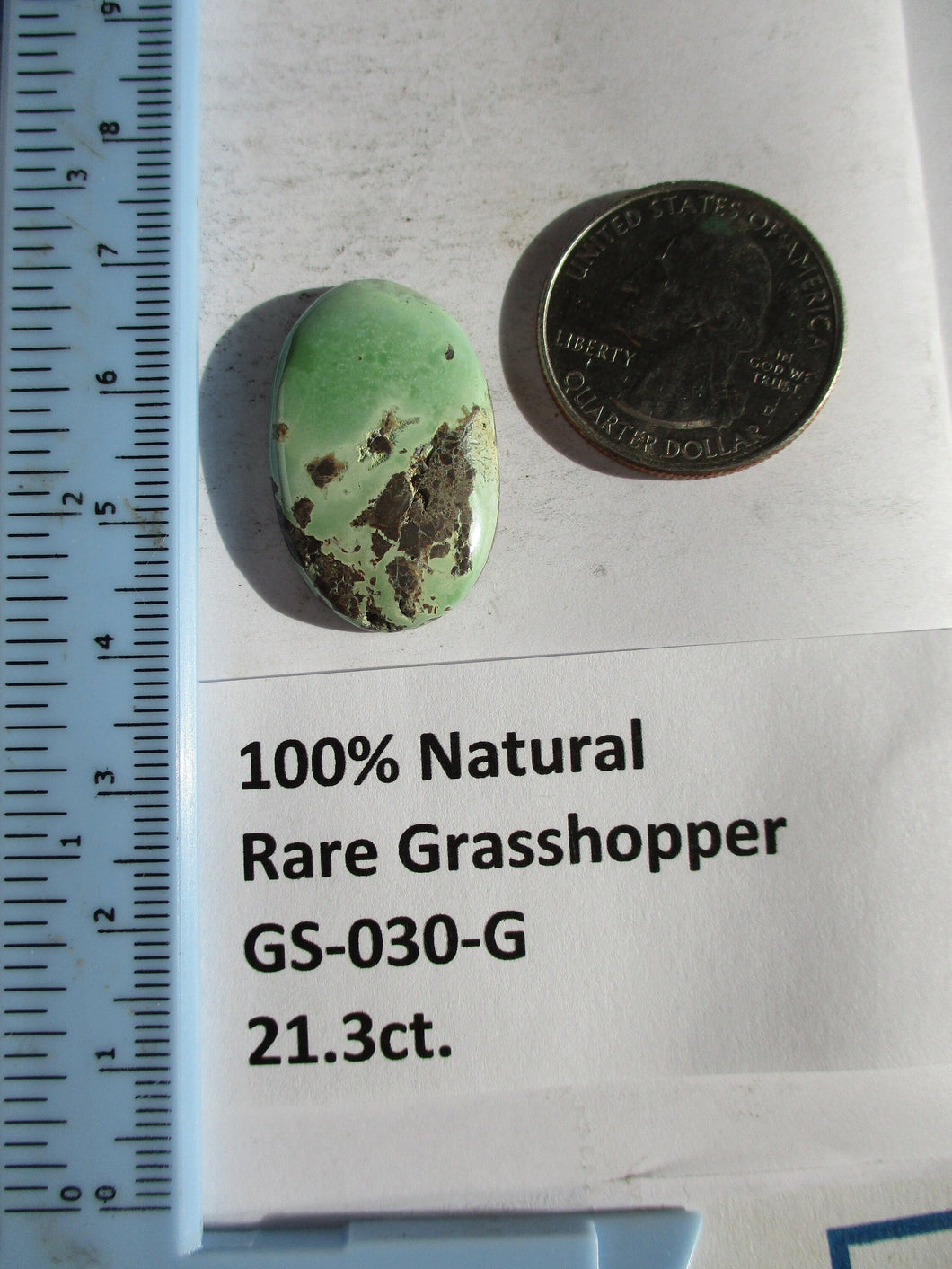 21.3 ct. (28x17x5 mm) 100% Natural Rare Grasshopper Turquoise Cabochon Gemstone, GS 030 s