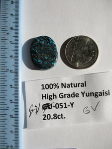 20.8 ct (25x19.5x5 mm) 100% Natural High Grade Yungaisi (Hubei) Turquoise Cabochon, Gemstone GV 051