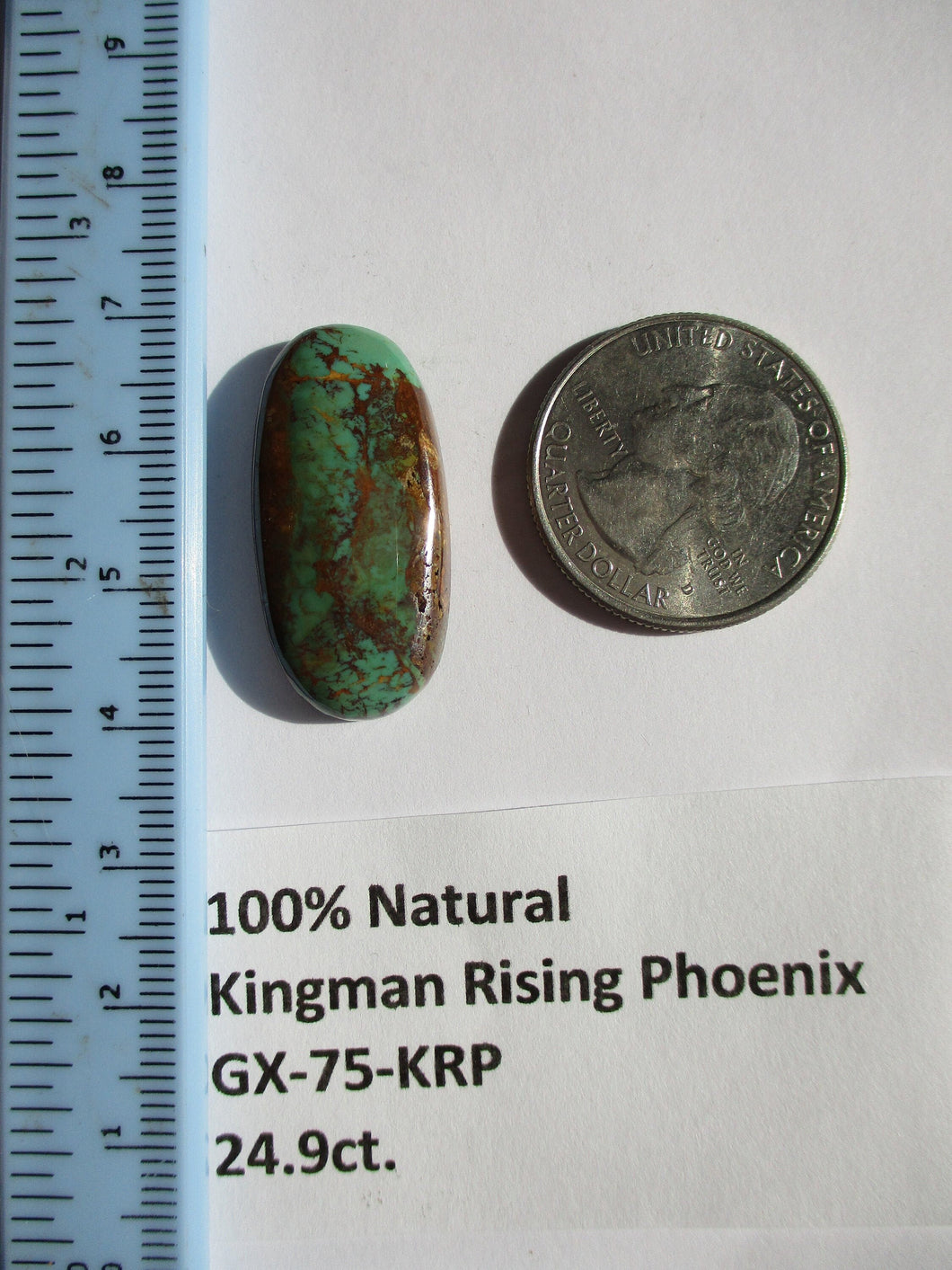 24.9 ct. (30x15x6 mm) 100% Natural Kingman Rising Phoenix Turquoise Cabochon Gemstone, GX 75