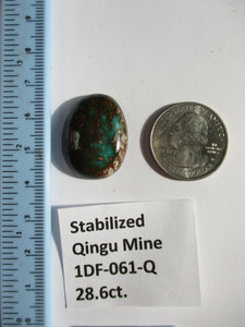28.6 ct. (27x20x7mm) Stabilized Qingu Mine (Hubei) Turquoise Cabochon Gemstone, 1DF 061