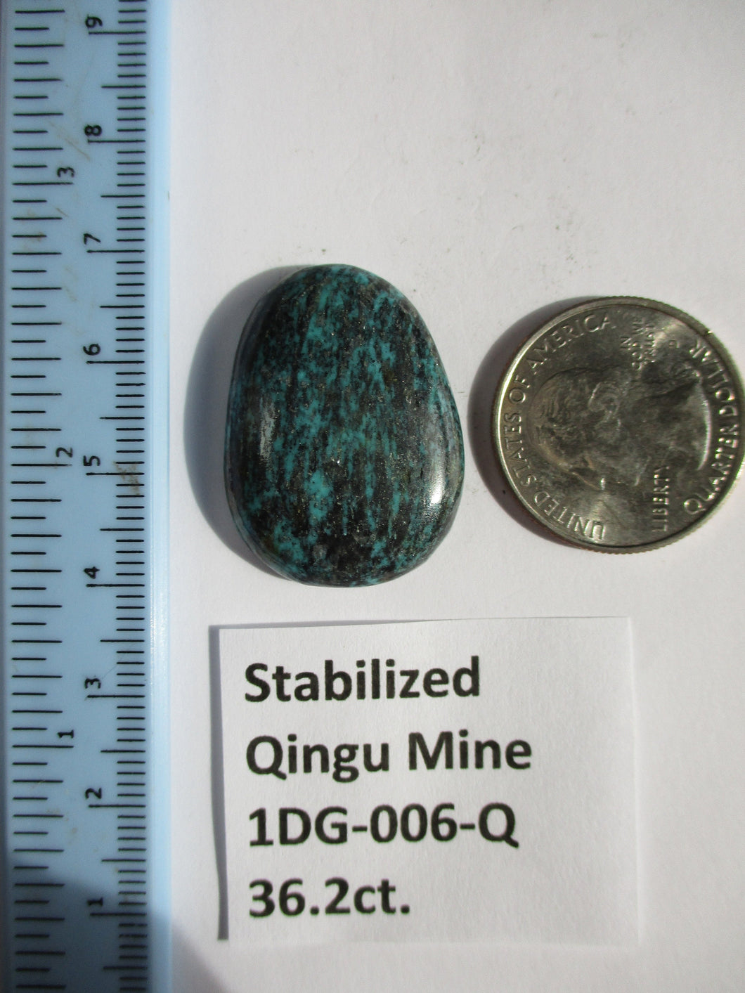 36.2 ct. (31x23x7 mm) Stabilized Qingu Mine (Hubei) Turquoise Cabochon Gemstone, 1DG 006