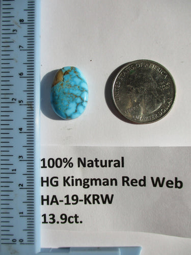 13.9 ct. (20x14x5 mm) 100% Natural High Grade Kingman Red Web Turquoise Cabochon Gemstone, HA 19