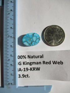 13.9 ct. (20x14x5 mm) 100% Natural High Grade Kingman Red Web Turquoise Cabochon Gemstone, HA 19