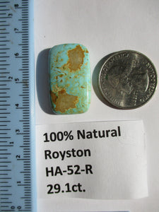 29.1 ct (28.5x17x6 mm) 100% Natural Royston Turquoise Cabochon Gemstone, HA 52