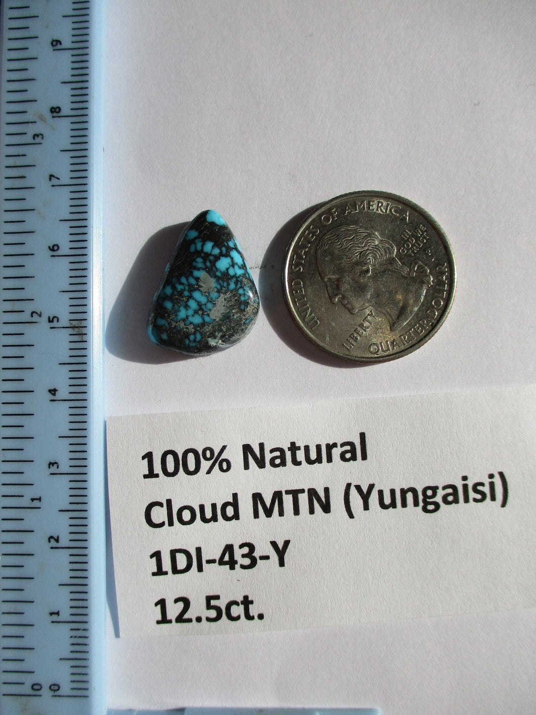 12.5 ct. (20x14.5x5 mm) 100% Natural  Web Cloud Mountain (Yungaisi) Turquoise  Cabochon, Gemstone, # 1DI 43