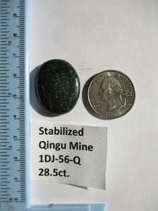 28.5 ct. (28x22.5x6 mm) Stabilized Qingu Mine (Hubei) Turquoise Cabochon Gemstone, 1DJ 56