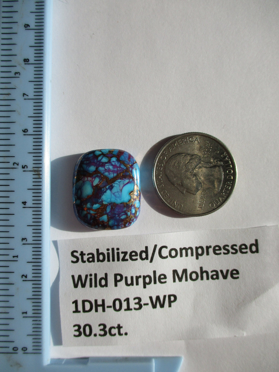 30.3 ct. (23x19x7 mm) Pressed/Dyed/Stabilized Kingman Wild Purple Mohave Turquoise Gemstone 1DH 013