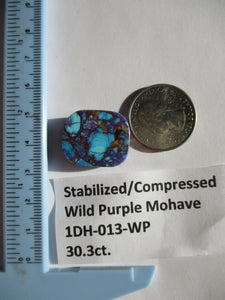 30.3 ct. (23x19x7 mm) Pressed/Dyed/Stabilized Kingman Wild Purple Mohave Turquoise Gemstone 1DH 013