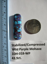 Load image into Gallery viewer, 43.9ct. (43x14x7 mm) Pressed/Dyed/Stabilized Kingman Wild Purple Mohave Turquoise Gemstone 1DH 018