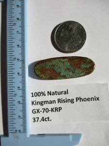 37.4 ct. (43.5x16x5.5 mm) 100% Natural Kingman Rising Phoenix Turquoise Cabochon Gemstone, GX 70