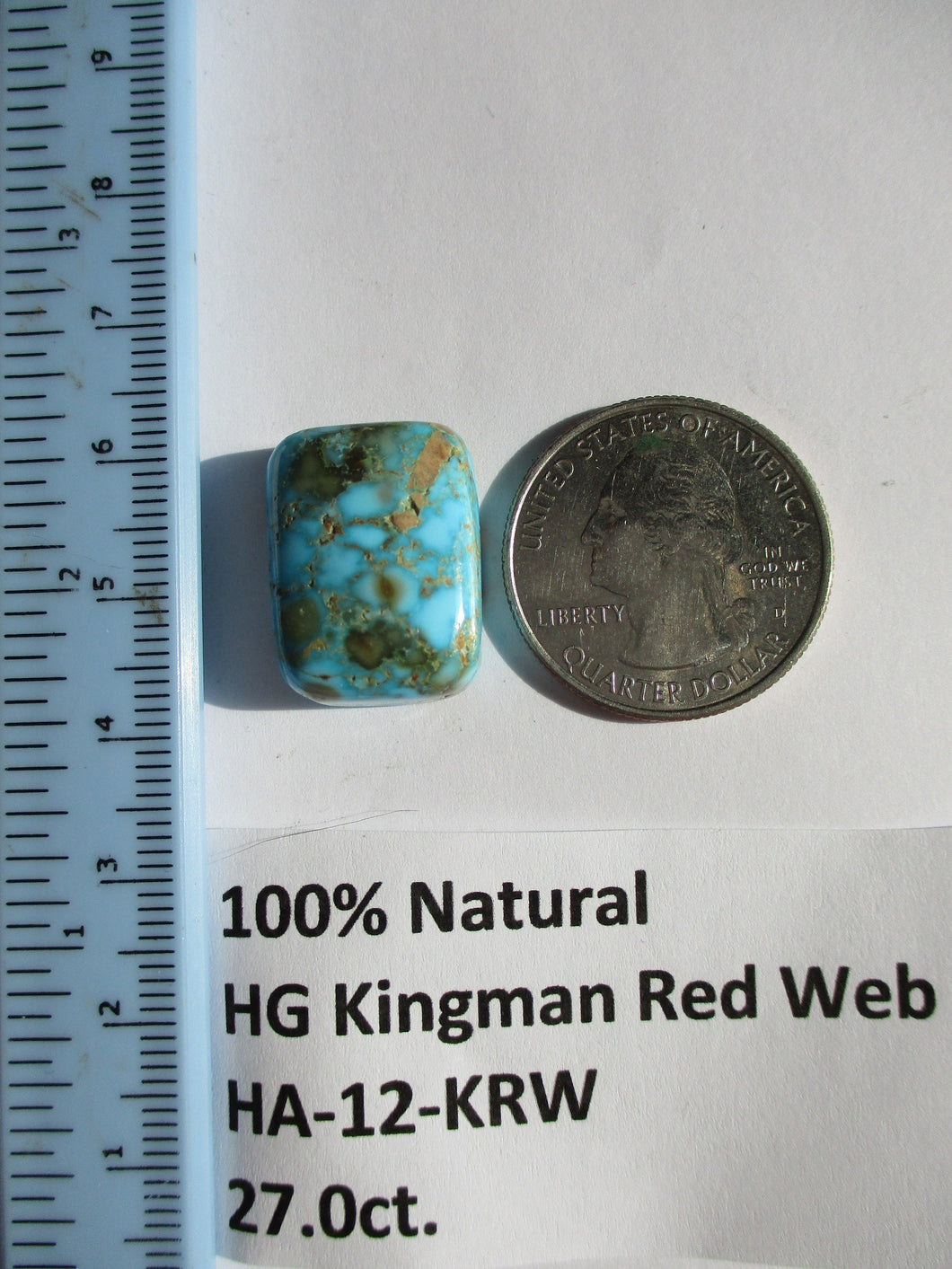 27.0 ct. (21x15x8.5 mm) 100% Natural High Grade Kingman Red Web Turquoise Cabochon Gemstone, HA 12
