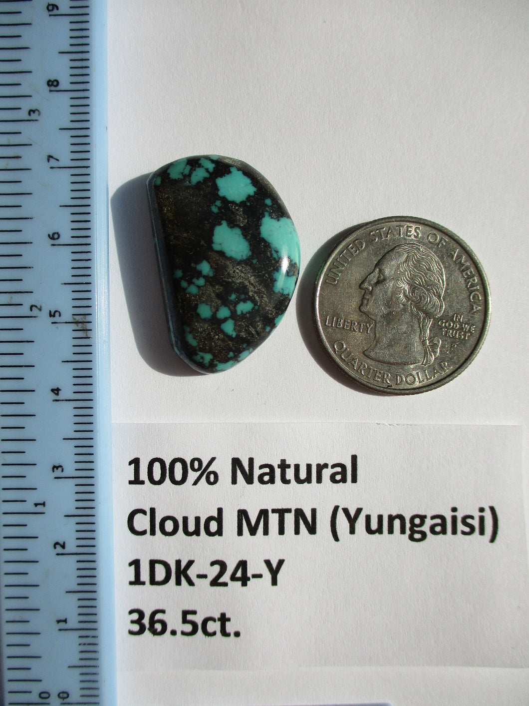36.5 ct. (29x19.5x7 mm) 100% Natural  Web Cloud Mountain (Yungaisi) Turquoise  Cabochon, Gemstone, # 1DK 24