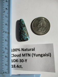 18.4 ct. (29.5x13x6 mm) 100% Natural  Web Cloud Mountain (Yungaisi) Turquoise  Cabochon, Gemstone, # 1DK 30
