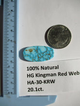 Load image into Gallery viewer, 20.1 ct. (30x15x5 mm) 100% Natural High Grade Kingman Red Web Turquoise Cabochon Gemstone, HA 30