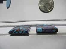 Load image into Gallery viewer, 89.9 ct. (26x25x6 mm (each)) Pressed/Dyed/Stabilized Kingman Wild Purple Mohave Turquoise Pair Gemstones, Cabochons 1DL 01