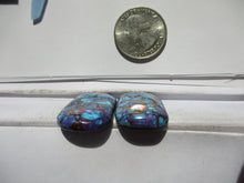 Load image into Gallery viewer, 68.8 ct. (32x19x6 mm (each)) Pressed/Dyed/Stabilized Kingman Wild Purple Mohave Turquoise Pair Gemstones, Cabochons 1DL 37