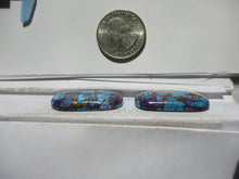 Load image into Gallery viewer, 68.8 ct. (32x19x6 mm (each)) Pressed/Dyed/Stabilized Kingman Wild Purple Mohave Turquoise Pair Gemstones, Cabochons 1DL 37