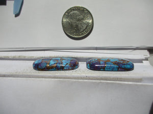68.8 ct. (32x19x6 mm (each)) Pressed/Dyed/Stabilized Kingman Wild Purple Mohave Turquoise Pair Gemstones, Cabochons 1DL 37