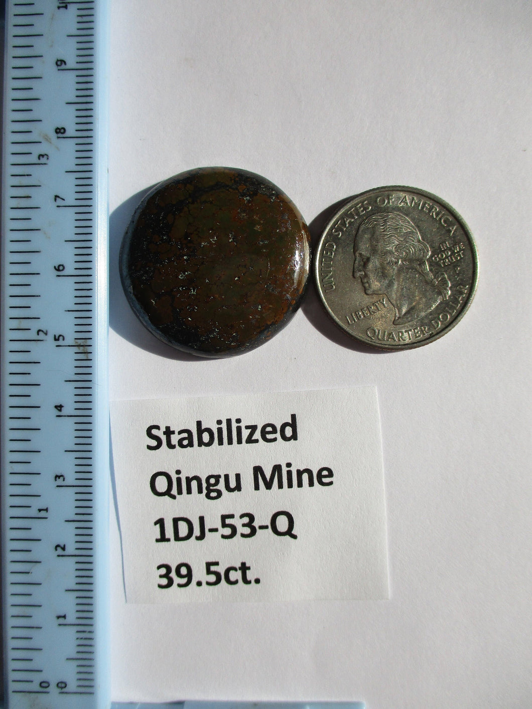 39.5 ct. (29x28x6 mm) Stabilized Qingu Mine (Hubei) Turquoise Cabochon Gemstone, 1DJ 53