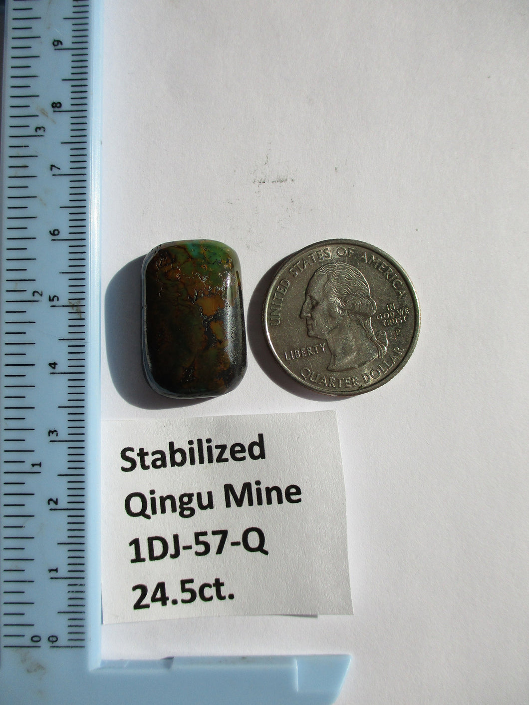 24.5 ct. (24x16x6 mm) Stabilized Qingu Mine (Hubei) Turquoise Cabochon Gemstone, 1DJ 57