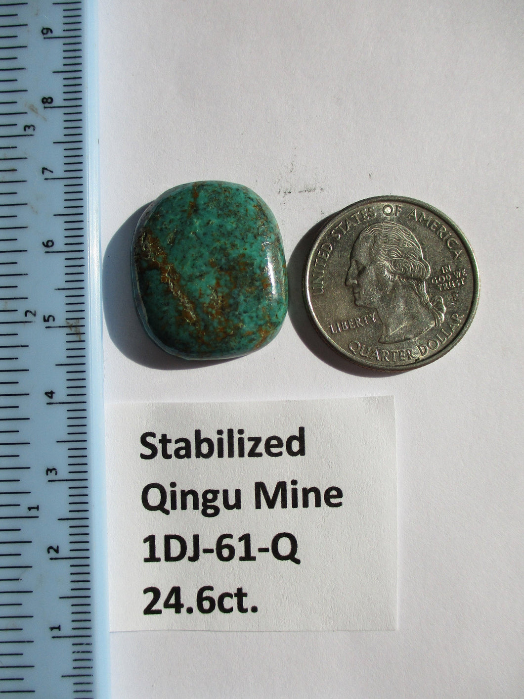 24.6 ct. (24.5x21x6 mm) Stabilized Qingu Mine (Hubei) Turquoise Cabochon Gemstone, 1DJ 61