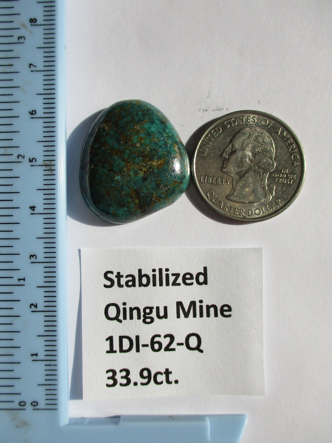 33.9 ct. (25x24x7 mm) Stabilized Qingu Mine (Hubei) Turquoise Cabochon Gemstone, 1DJ 62