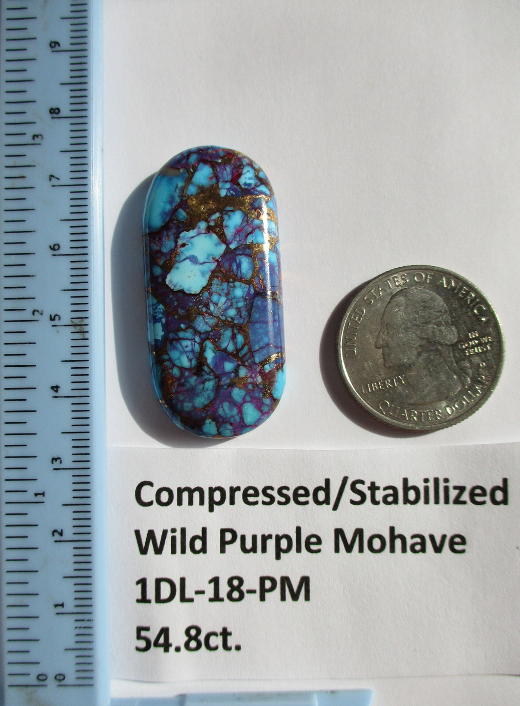 54.8ct. (43x20x6 mm) Pressed/Dyed/Stabilized Kingman Wild Purple Mohave Turquoise Gemstones, Cabochons 1DL 18