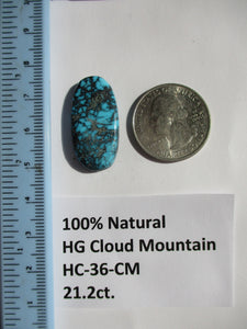 21.2 ct. (29x15x5 mm) 100% Natural High Grade Web Cloud Mountain (Hubei)) Turquoise Cabochon Gemstone, HC 36