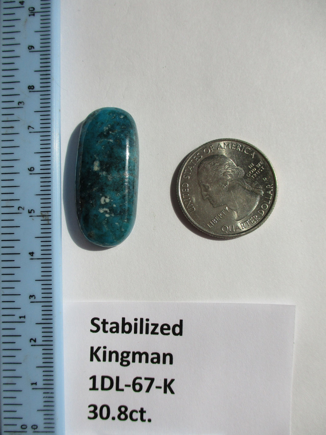 30.8 ct. (24.5x15.5x6 mm) Stabilized Kingman Turquoise Cabochon Gemstone, 1DL 67