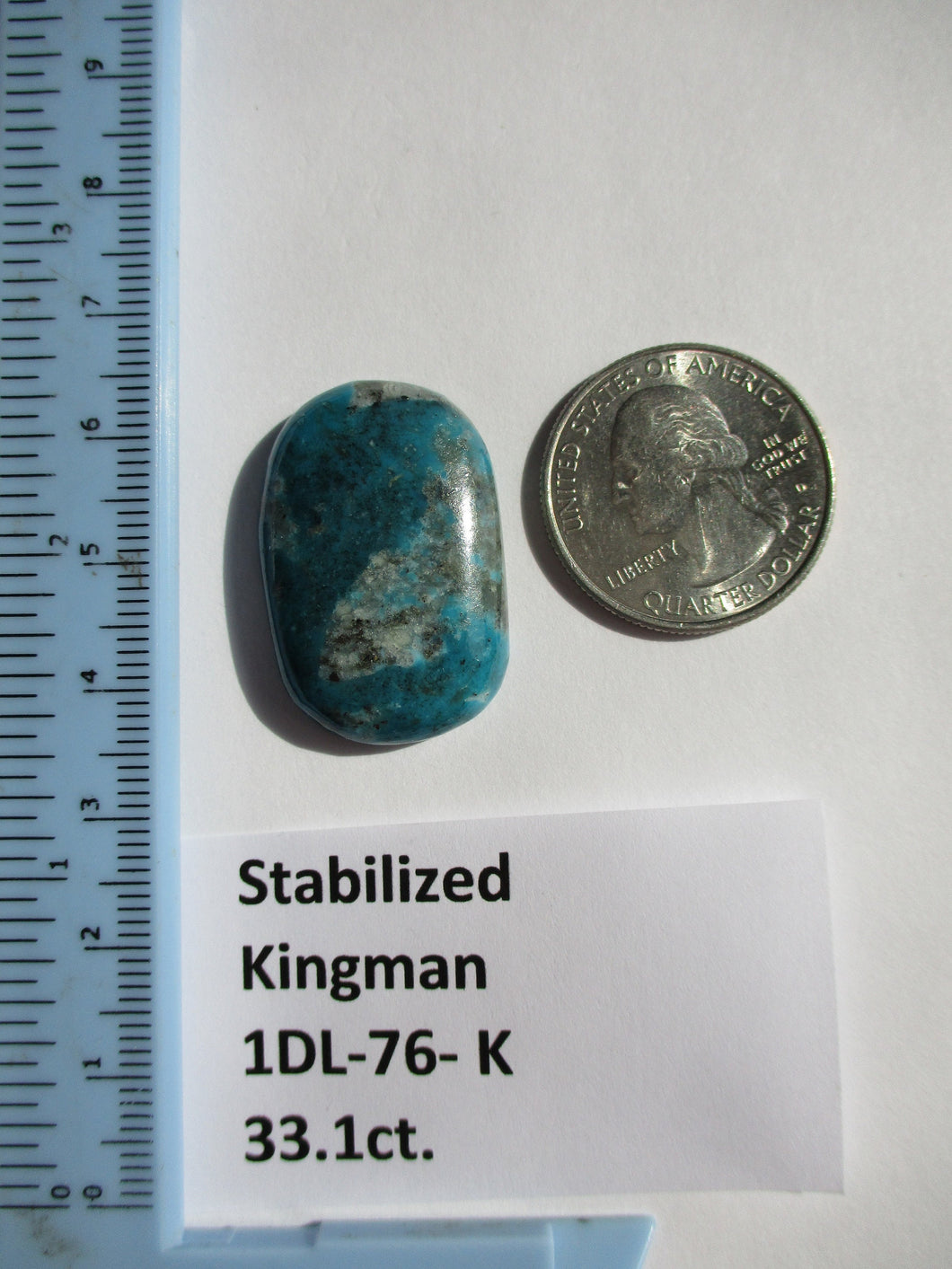 33.1 ct. (30x20x7 mm) Stabilized Kingman Turquoise Cabochon Gemstone, 1DL 76