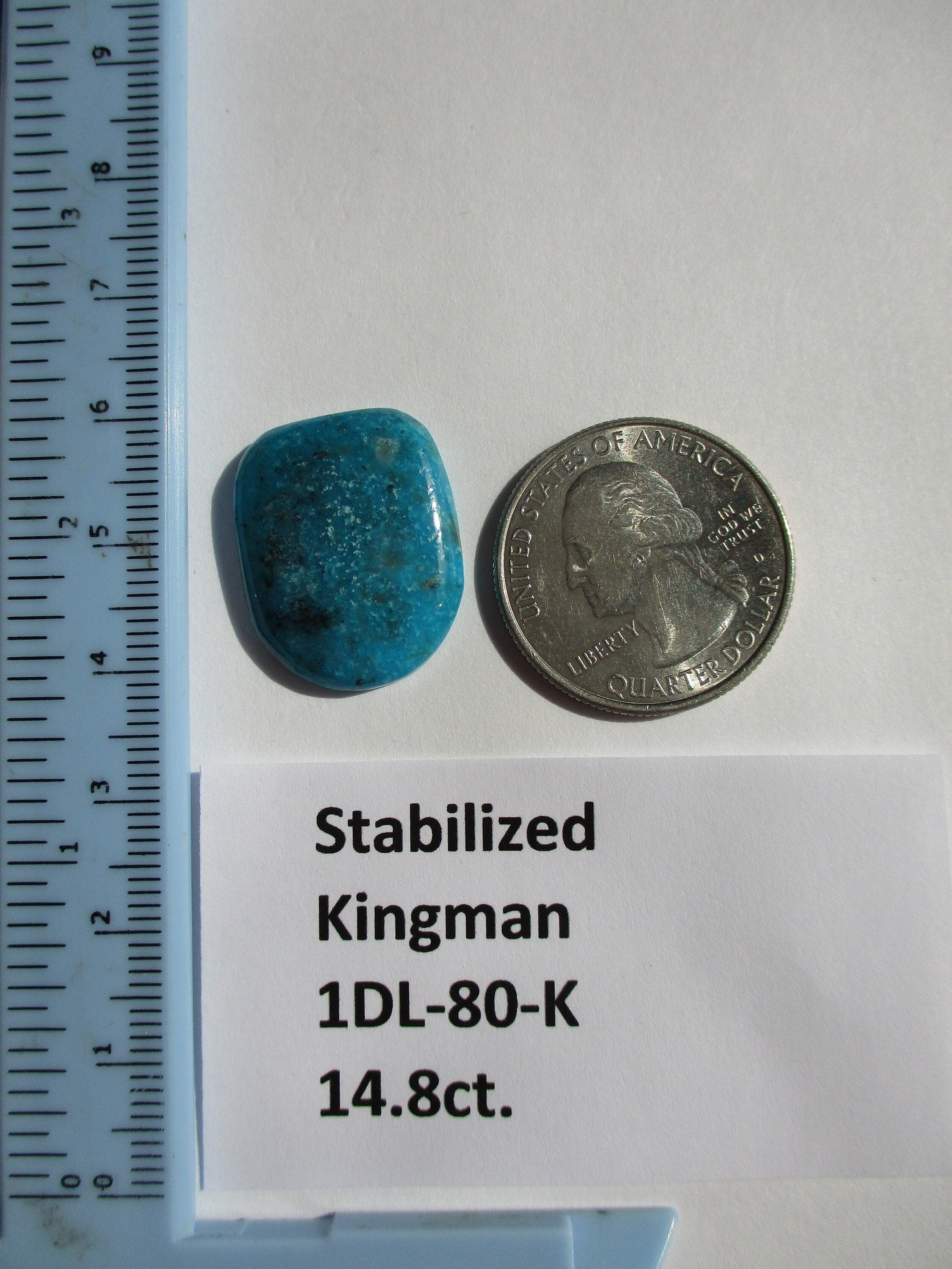 14.8 ct. (23x18x4 mm) Stabilized Kingman Turquoise Cabochon Gemstone, 1DL 80