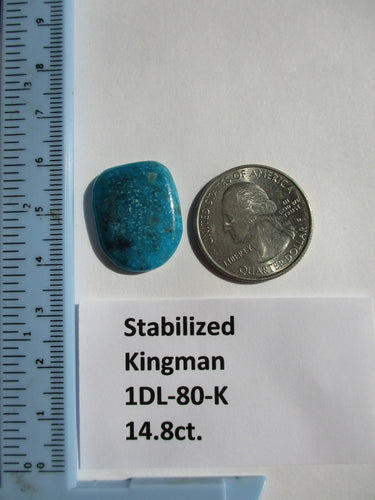 14.8 ct. (23x18x4 mm) Stabilized Kingman Turquoise Cabochon Gemstone, 1DL 80