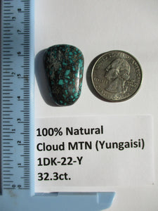 32.3 ct. (29x19x7 mm) 100% Natural  Web Cloud Mountain (Yungaisi) Turquoise  Cabochon, Gemstone, # 1DK 22