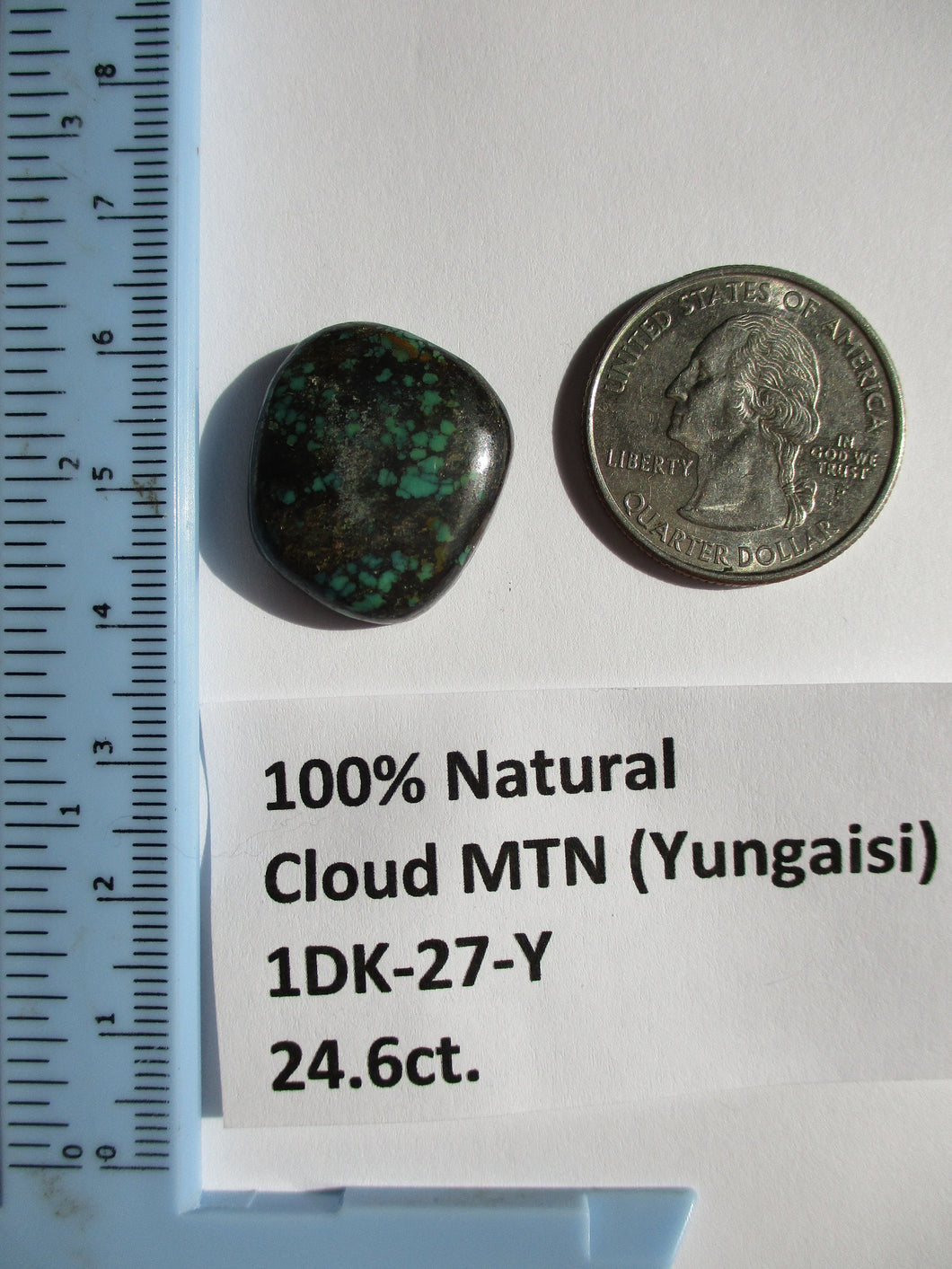 24.6 ct. (22x19x6.5 mm) 100% Natural  Web Cloud Mountain (Yungaisi) Turquoise  Cabochon, Gemstone, # 1DK 27