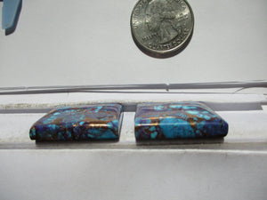 89.9 ct. (26x25x6 mm (each)) Pressed/Dyed/Stabilized Kingman Wild Purple Mohave Turquoise Pair Gemstones, Cabochons 1DL 01