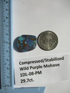 29.7 ct. (22.5x20x6.5 mm) Pressed/Dyed/Stabilized Kingman Wild Purple Mohave Turquoise Gemstones, Cabochons 1DL 08