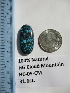 31.6 ct. (32x15x7 mm) 100% Natural High Grade Web Cloud Mountain (Hubei)) Turquoise Cabochon Gemstone, HC 05