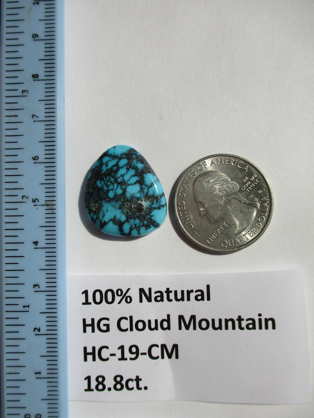 18.8 ct. (23x20x5 mm) 100% Natural High Grade Web Cloud Mountain (Hubei) Turquoise Cabochon Gemstone, HC 19