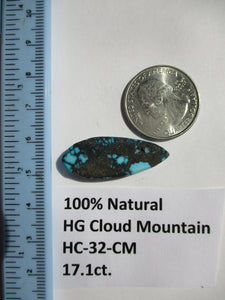 17.1 ct. (33x13x5 mm) 100% Natural High Grade Web Cloud Mountain (Hubei) Turquoise Cabochon Gemstone, HC 32