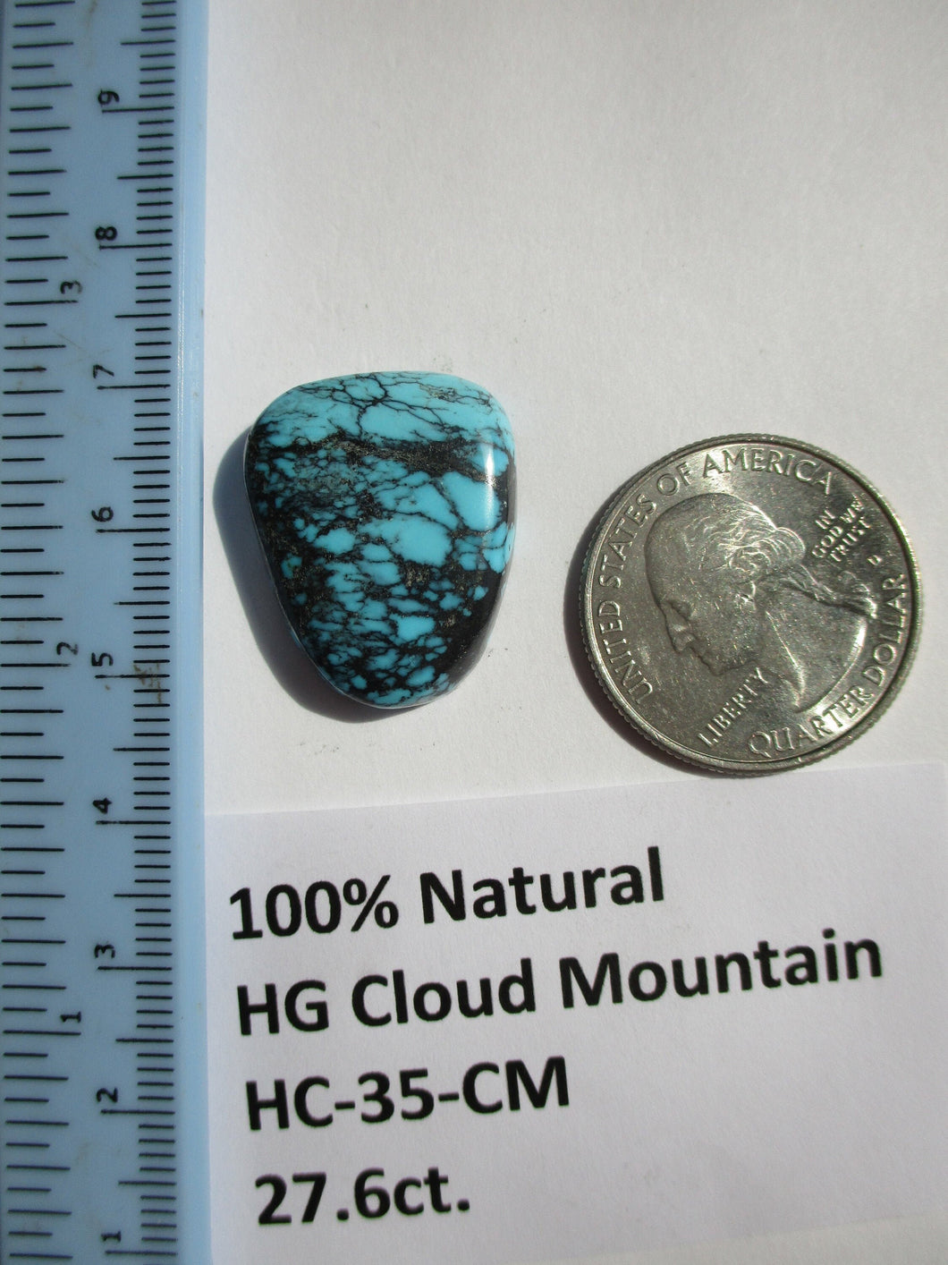 27.6 ct. (24x20x6.5 mm) 100% Natural High Grade Web Cloud Mountain (Hubei) Turquoise Cabochon Gemstone, HC 35