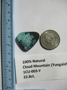 22.9 ct. (27.5x22x4.5 mm) 100% Natural Web Cloud Mountain (Hubei) Turquoise Cabochon Gemstone, 1CU 003