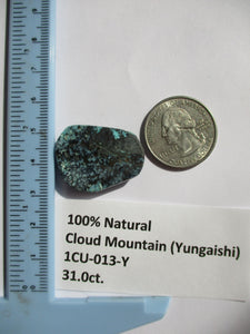 31.0 ct. (28x21x6 mm) 100% Natural Cloud Mountain (Hubei) Turquoise Cabochon Gemstone, 1CU 013