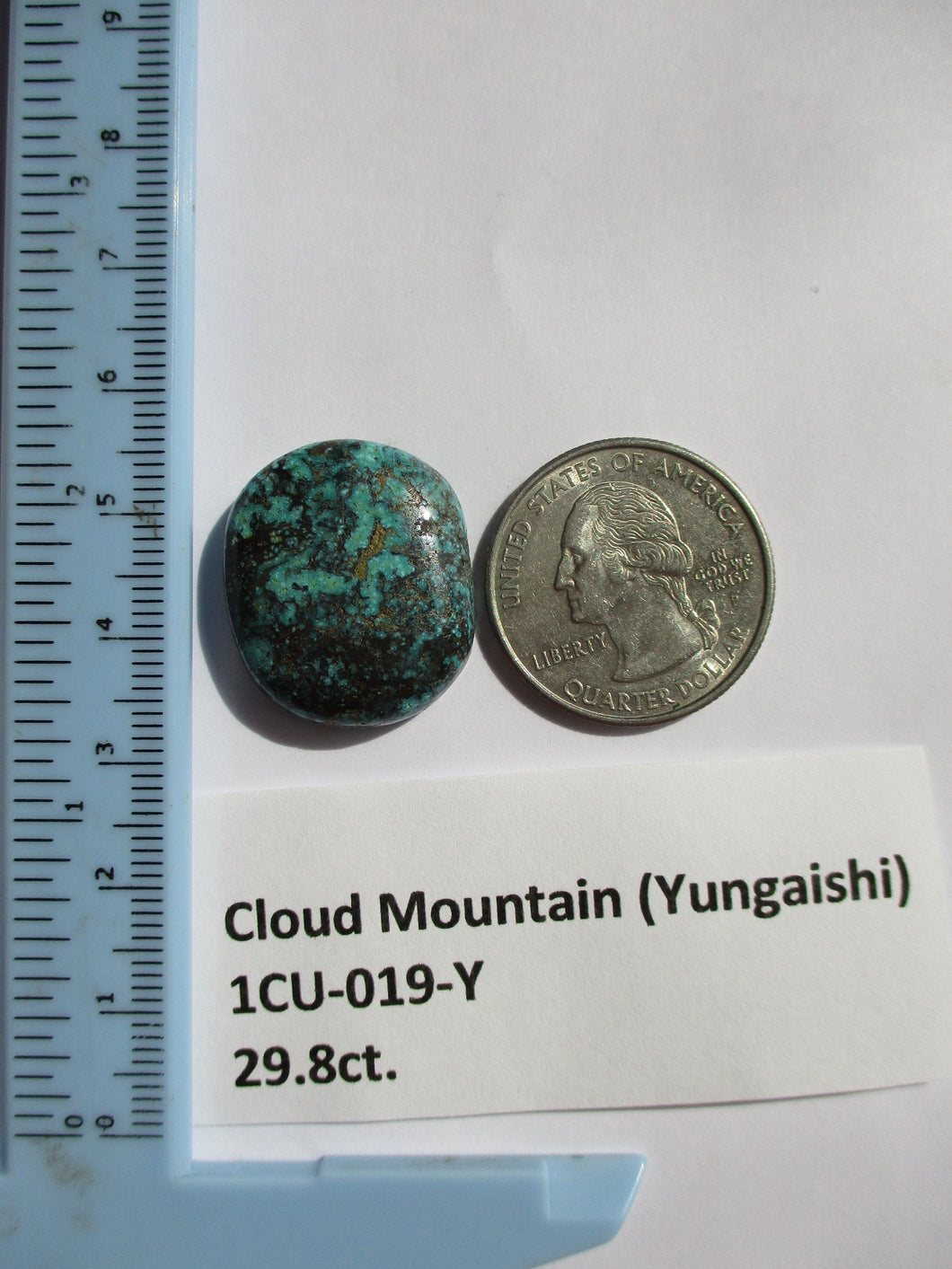 29.8 ct. (24x20.5x7 mm) 100% Natural Cloud Mountain (Hubei) Turquoise Cabochon Gemstone, 1CU 019