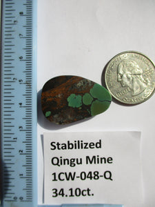 34.1 ct. (29x20x7 mm) Stabilized Qingu Mine (Hubei) Turquoise Cabochon, Gemstone, 1CW 048