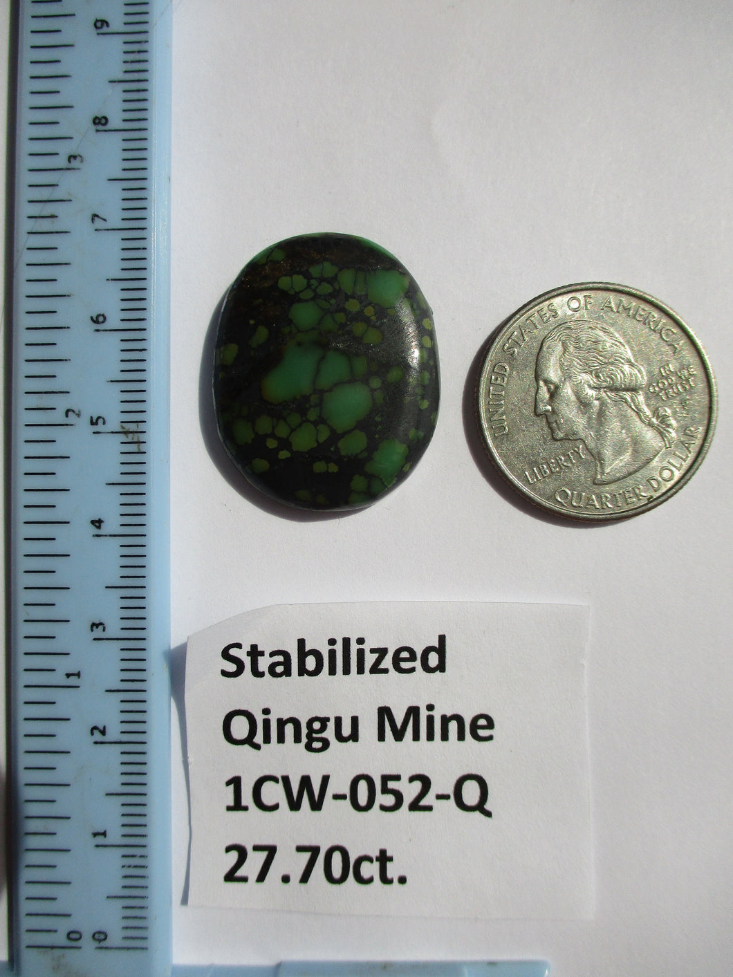 27.7 ct. (28x23x6 mm) Stabilized Qingu Mine (Hubei) Turquoise Cabochon, Gemstone, 1CW 052
